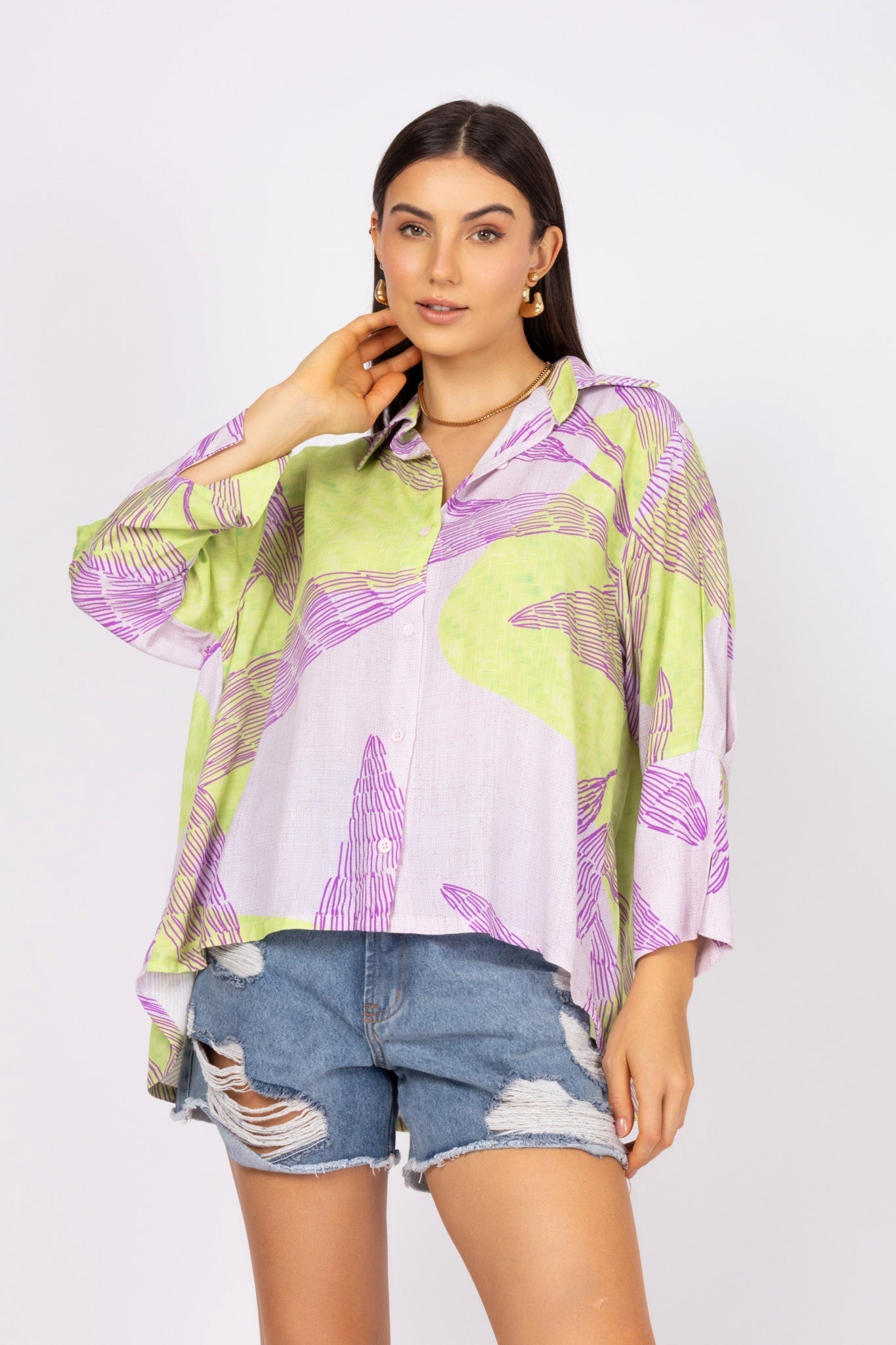 Camisa com Estampa Abstrata
