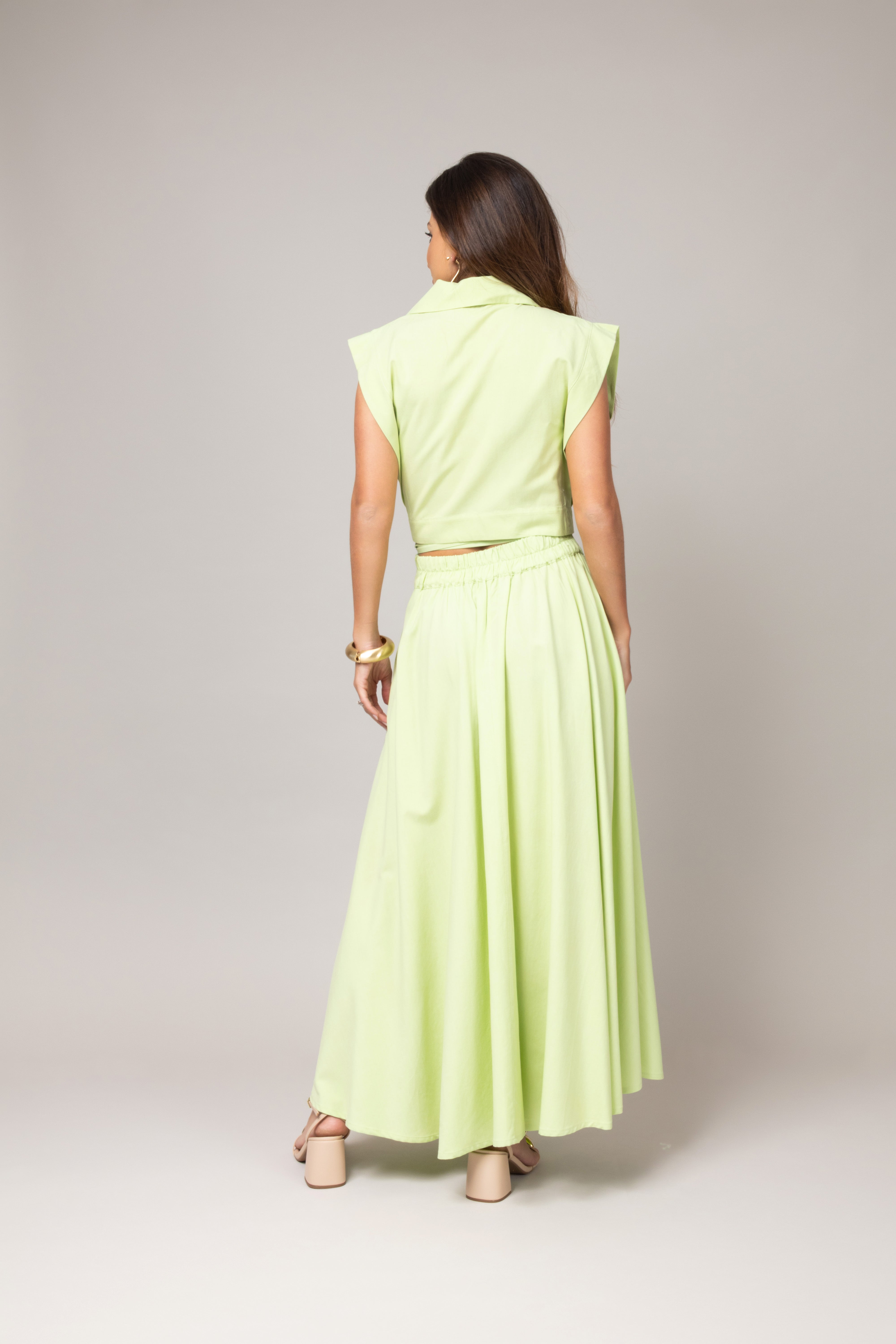 Conjunto Saia Longa e Blusa Transpassada