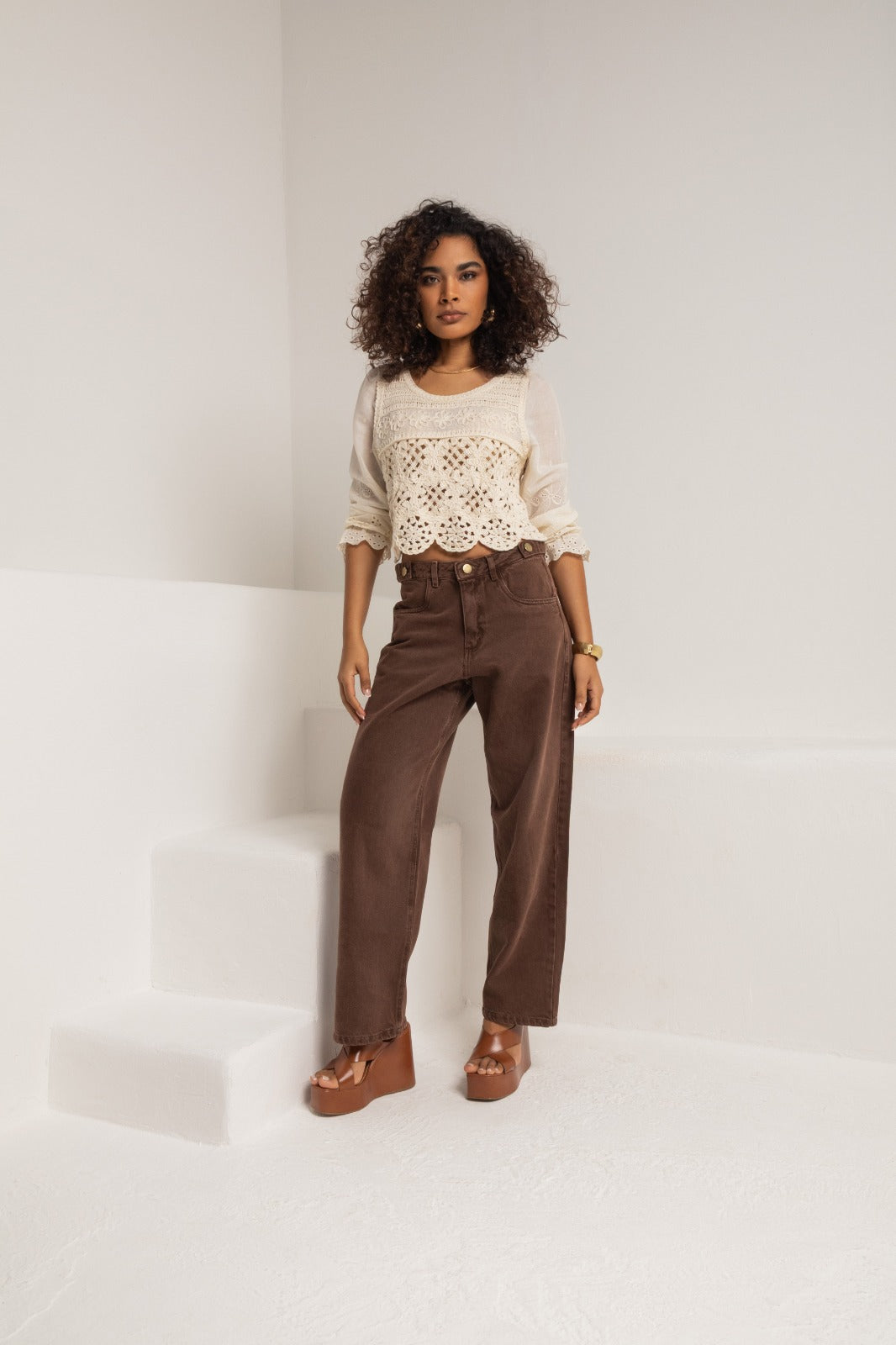 Blusa Manga Bufante em Croche