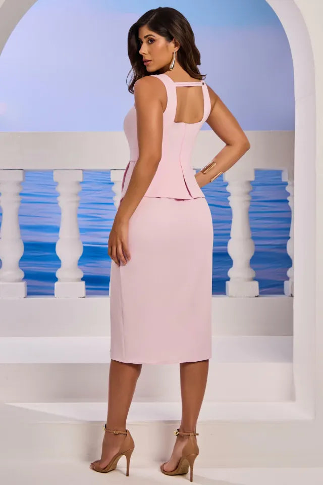 Vestido Midi Recorte Quadrado